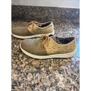 Justin Ladies Cac-Tie Tan Khaki Lace-Up Shoes JL142 size 6 1/2M